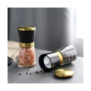 Juego de molinillo dorado de sal y pimienta de acero_5