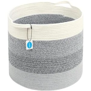 Casaphoria Cesta decorativa de cuerda de algodón de 15.8 x_2