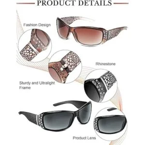 3 pares de lentes de sol retro con diamantes de imitación_3