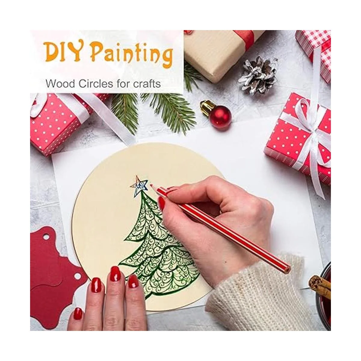 60 piezas de círculos de madera sin terminar de 5 pulgadas_6