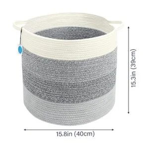 Casaphoria Cesta decorativa de cuerda de algodón de 15.8 x_4