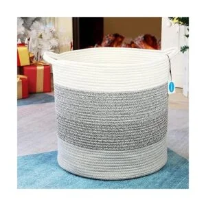 Casaphoria Cesta decorativa de cuerda de algodón de 15.8 x_5