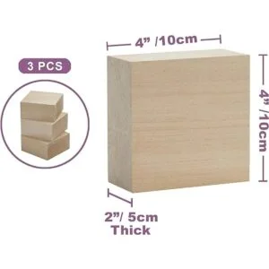 Craftiff Bloques de madera de tilo 4.0 x 4.0 x 2.0 in_2