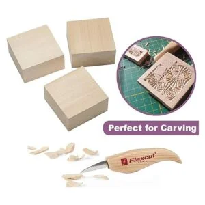 Craftiff Bloques de madera de tilo 4.0 x 4.0 x 2.0 in_3