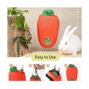 JanYoo Bolsa de alimentación de heno de conejo para jaula_5