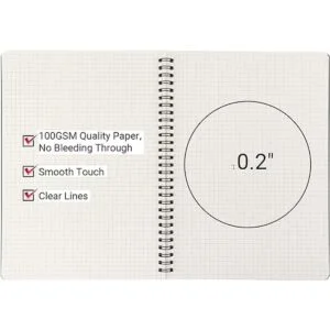 EUSOAR Cuaderno de papel gráfico en espiral B5 paquete de_3