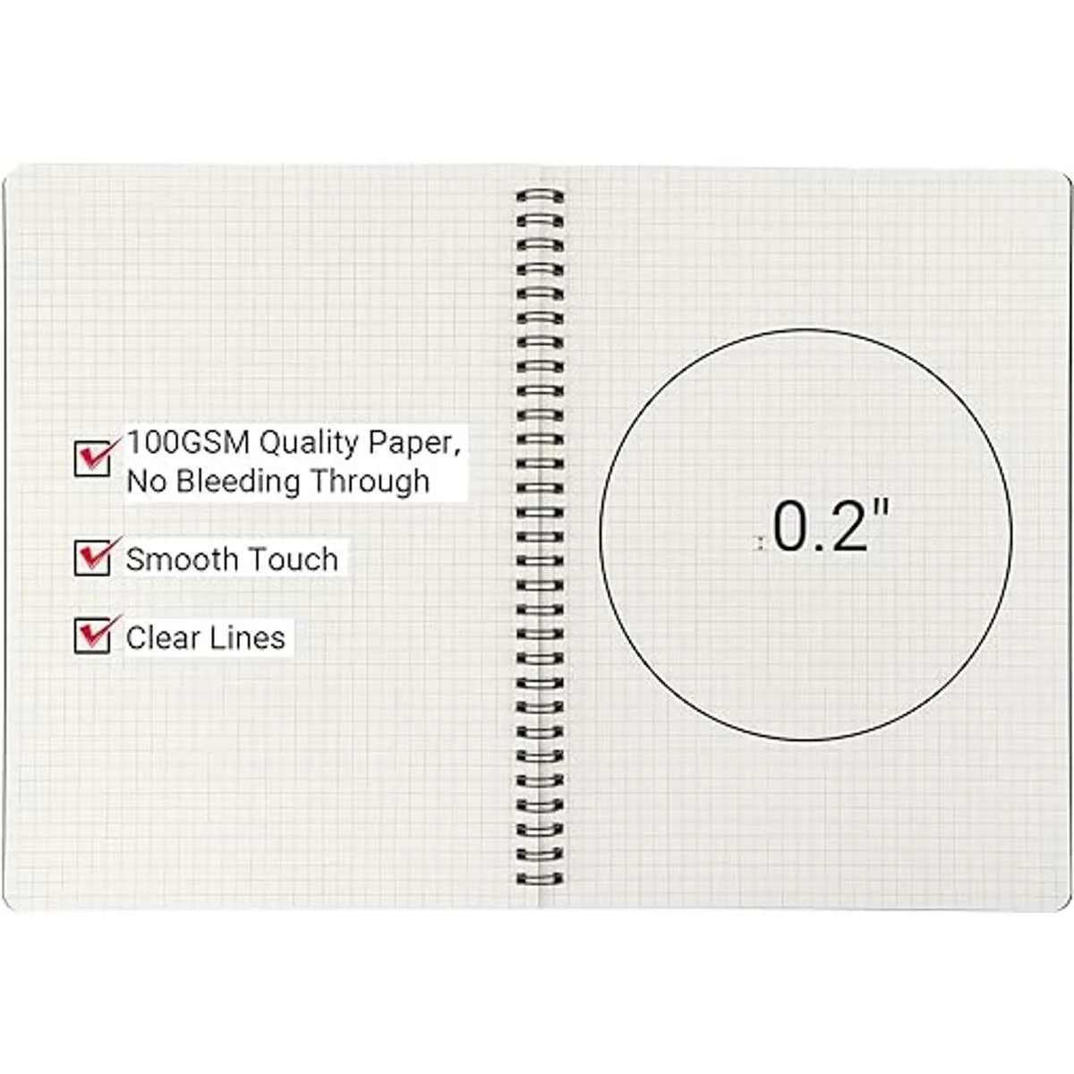 EUSOAR Cuaderno de papel gráfico en espiral B5 paquete de_3