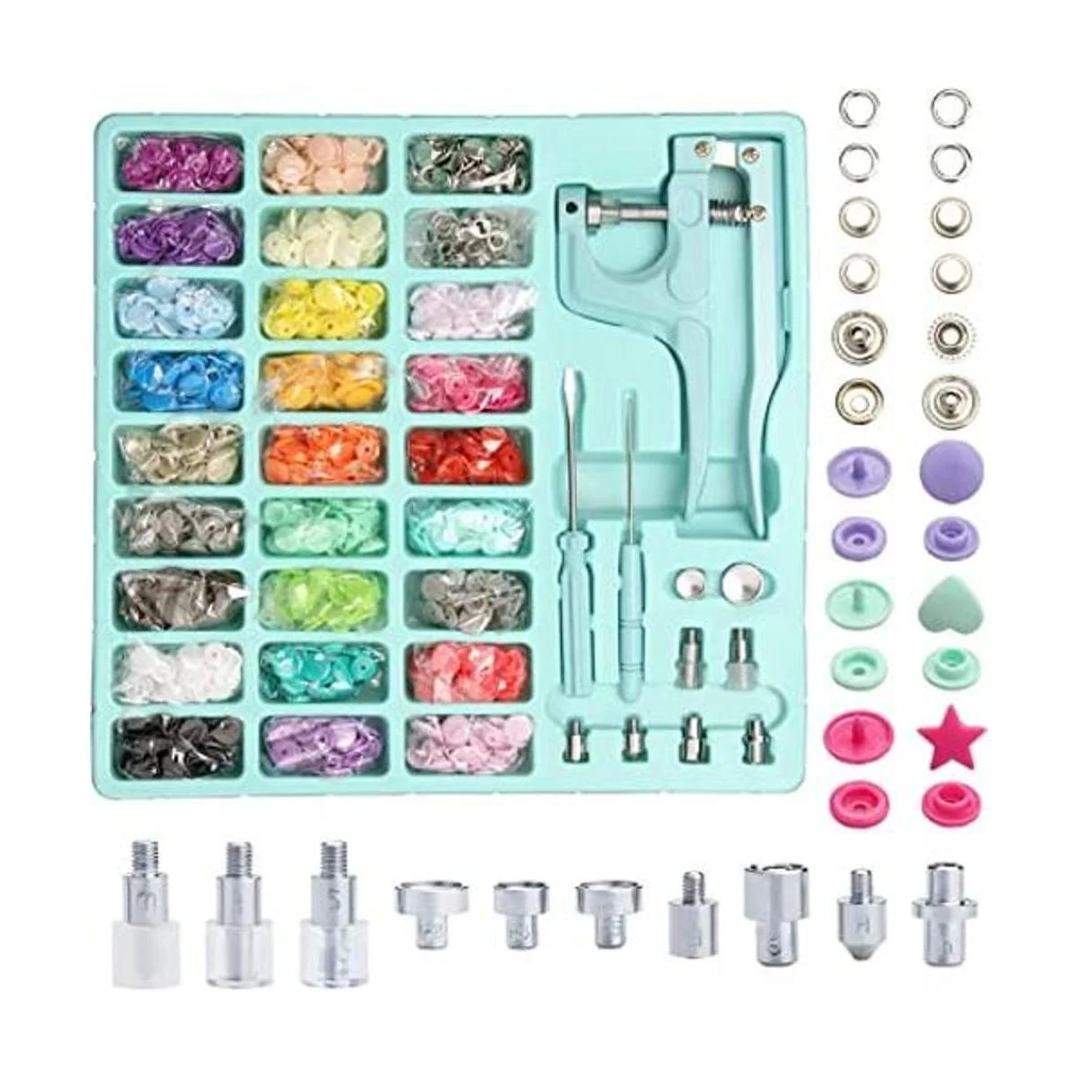 LYNDA Juego de 300 botones a presión de plástico y metal_1