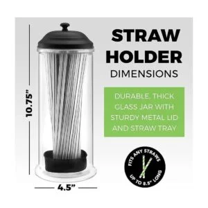 Dispensador de paja con tapa de acero inoxidable soporte_2