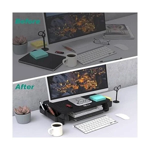 WALI Soporte elevador para monitor con cajón organizador_5