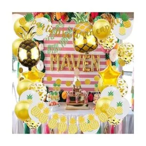 Guirnalda de piña con purpurina dorada para decoración de_4