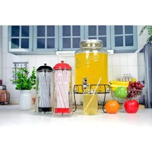 Dispensador de paja con tapa de acero inoxidable soporte_5