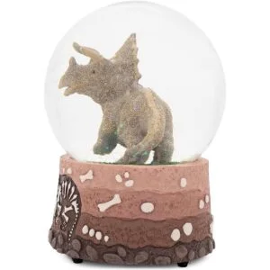 Triceratops Globo de nieve de dinosaurio con purpurina_4