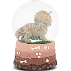 Triceratops Globo de nieve de dinosaurio con purpurina_3