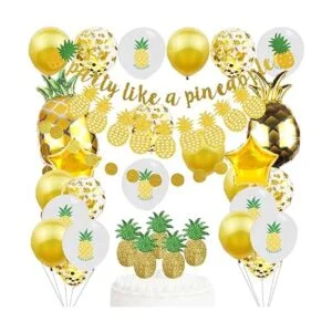 Guirnalda de piña con purpurina dorada para decoración de_1