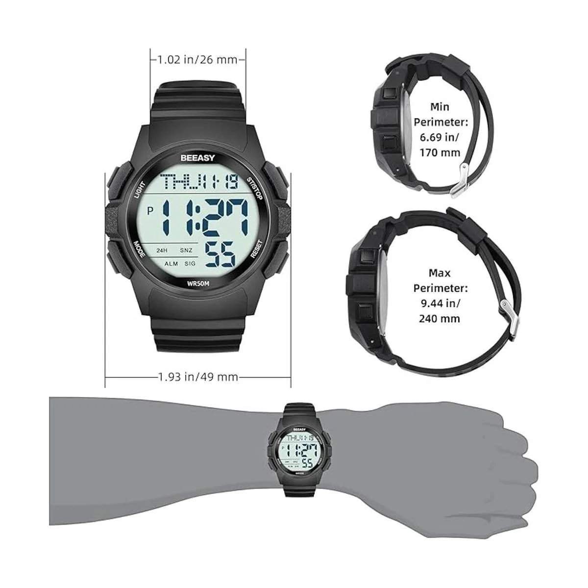 BEEASY Reloj deportivo digital para hombre reloj_6