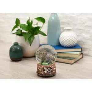 Triceratops Globo de nieve de dinosaurio con purpurina_6