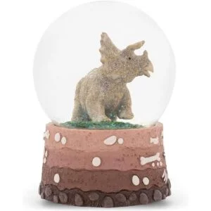 Triceratops Globo de nieve de dinosaurio con purpurina_2
