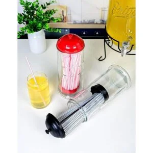 Dispensador de paja con tapa de acero inoxidable soporte_6