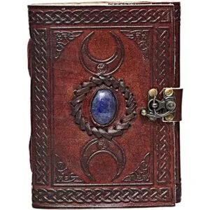 Diario de cuero vintage con relieve de lapislázuli azul_3