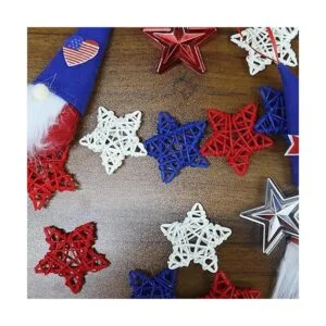 18 piezas de decoración de ratán estrellas rojas y azules_2