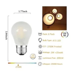 Bombilla A15 equivalente a 25 W base E26 baja potencia_2
