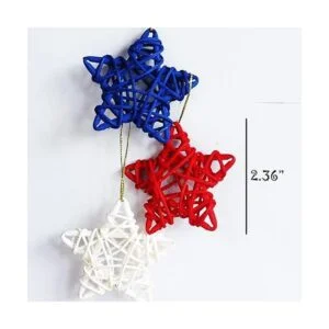 18 piezas de decoración de ratán estrellas rojas y azules_5
