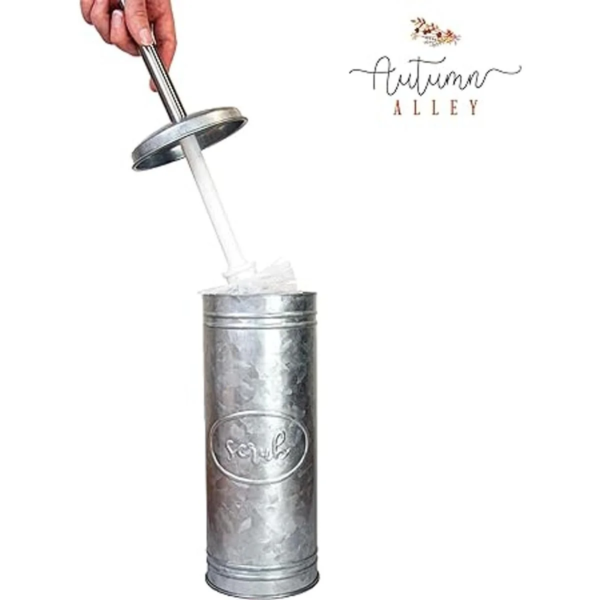 Autumn Alley Juego de cepillo de inodoro rústico y soporte_4