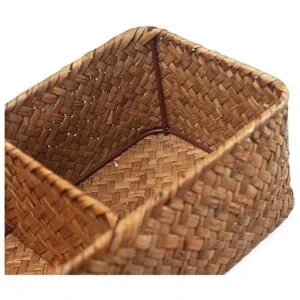 Cesta de almacenamiento de hierba marina tejida para_4