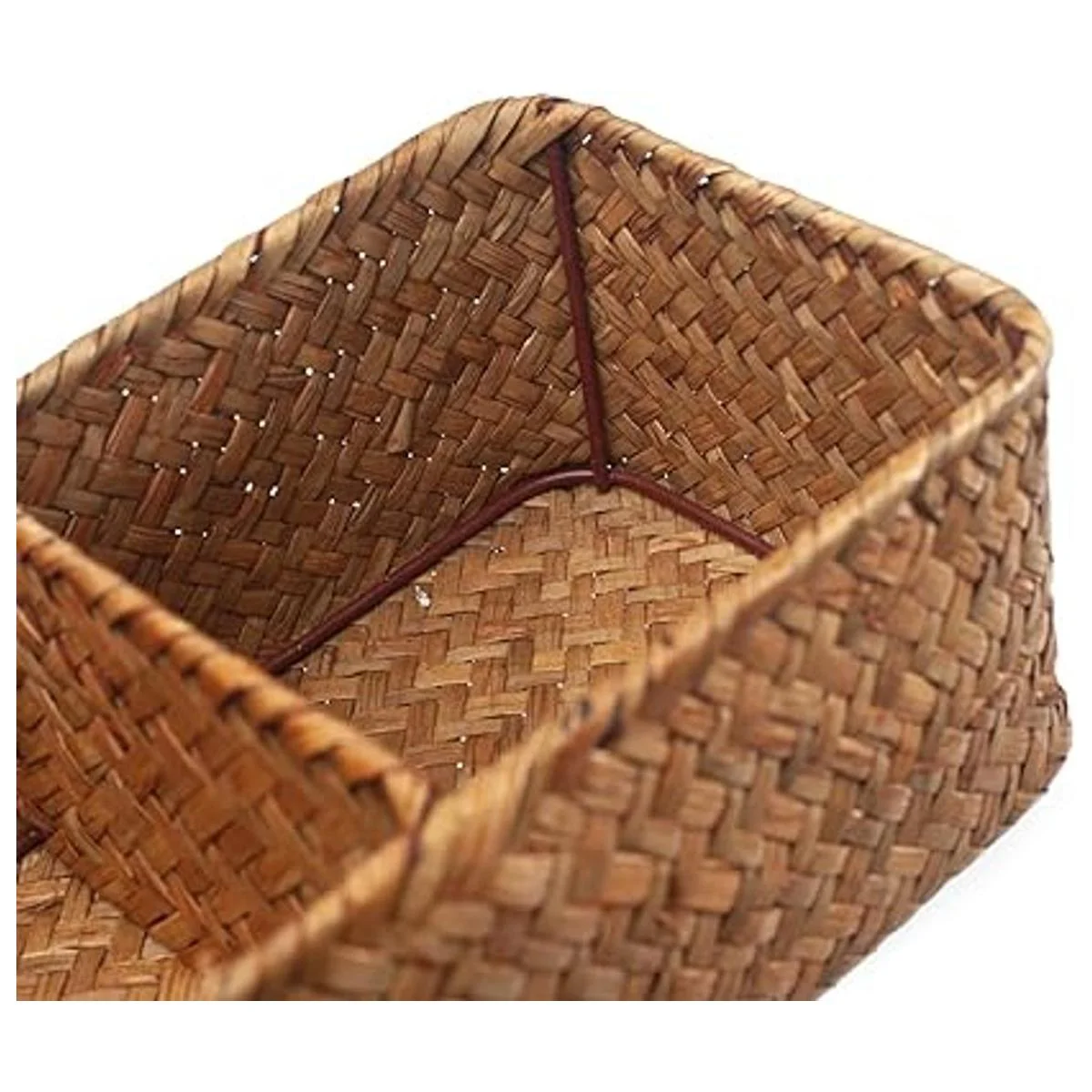 Cesta de almacenamiento de hierba marina tejida para_4