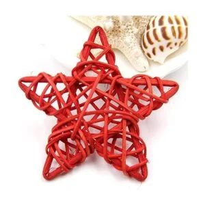 18 piezas de decoración de ratán estrellas rojas y azules_4