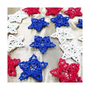18 piezas de decoración de ratán estrellas rojas y azules_7