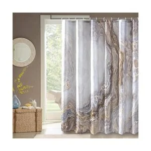 COSEVIER Cortina de ducha con textura de mármol para baño_2