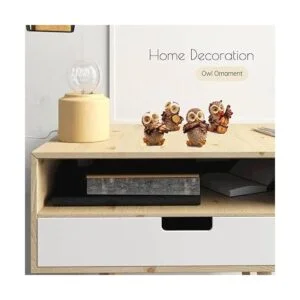 SMANSNAY Estatua de decoración de búho adornos de oficina_2