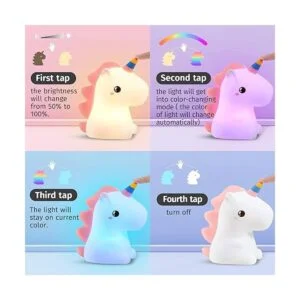 Mubarek Lámpara de noche de unicornio para niños 16_4