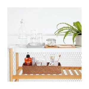 Cesta de almacenamiento de hierba marina tejida para_2