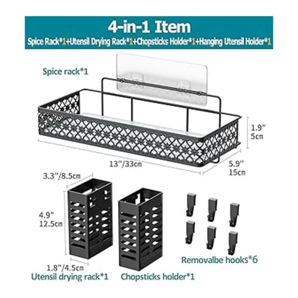 Estante de especias colgante para pared con 2 cestas de_3