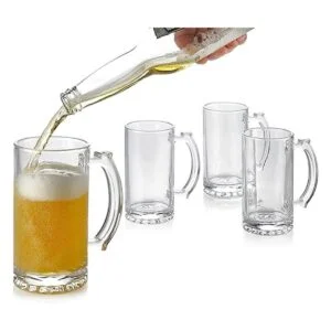 PARNOO Classic Simple Juego de tazas de cerveza con asas_3