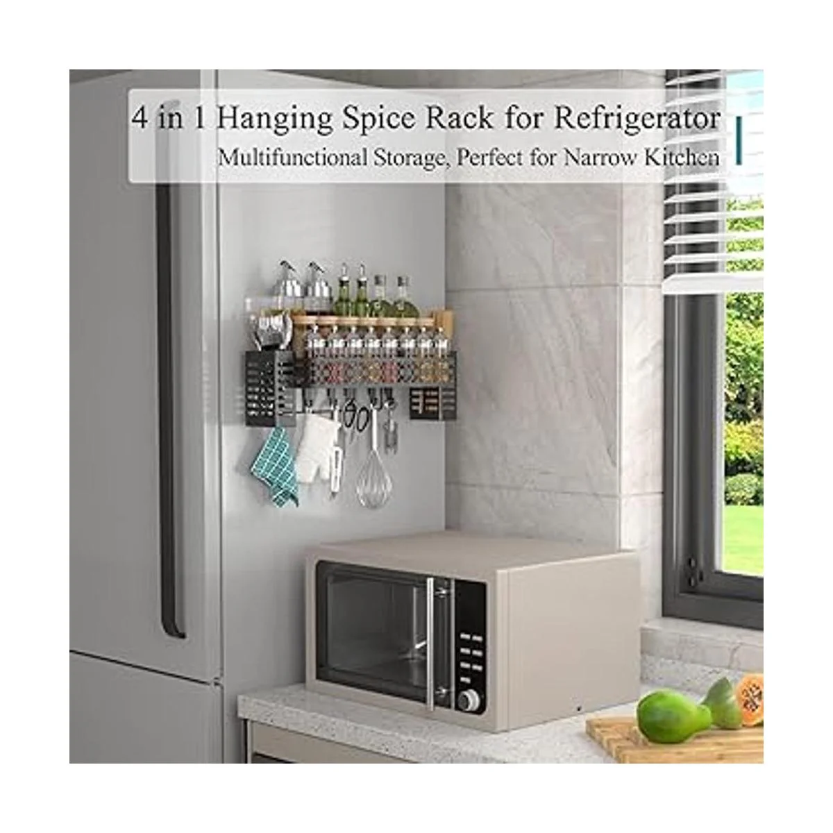 Estante de especias colgante para pared con 2 cestas de_6