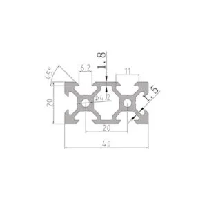 2 piezas de extrusión de aluminio 80.315 in con ranura en_2