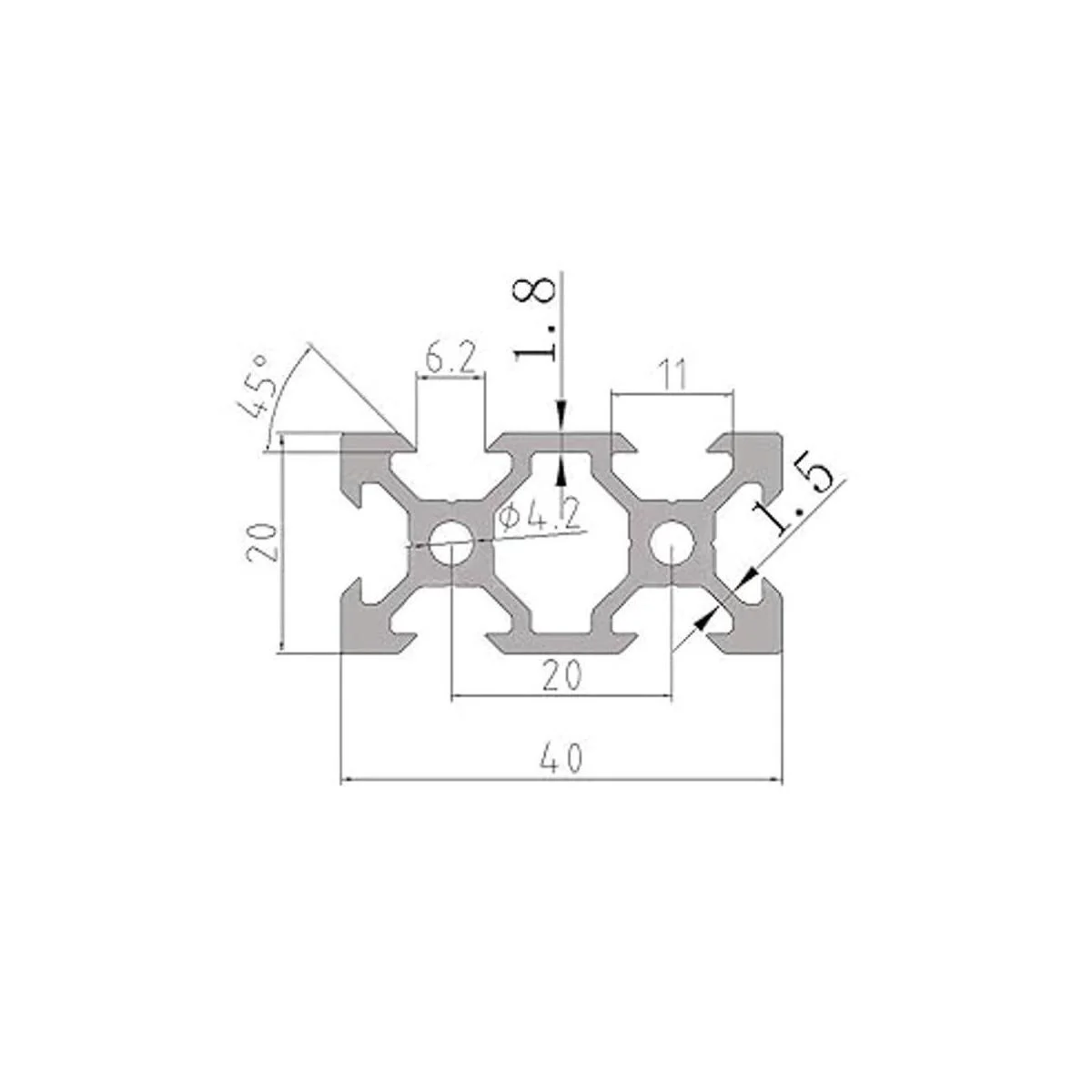 2 piezas de extrusión de aluminio 80.315 in con ranura en_2