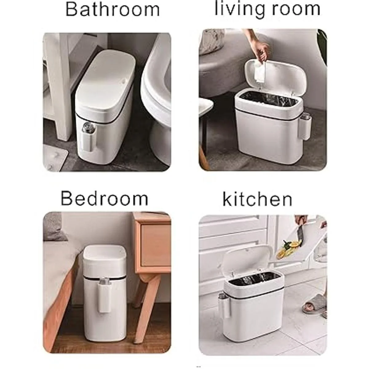 KLGO Bote de basura de plástico delgado de 12 litros con_2