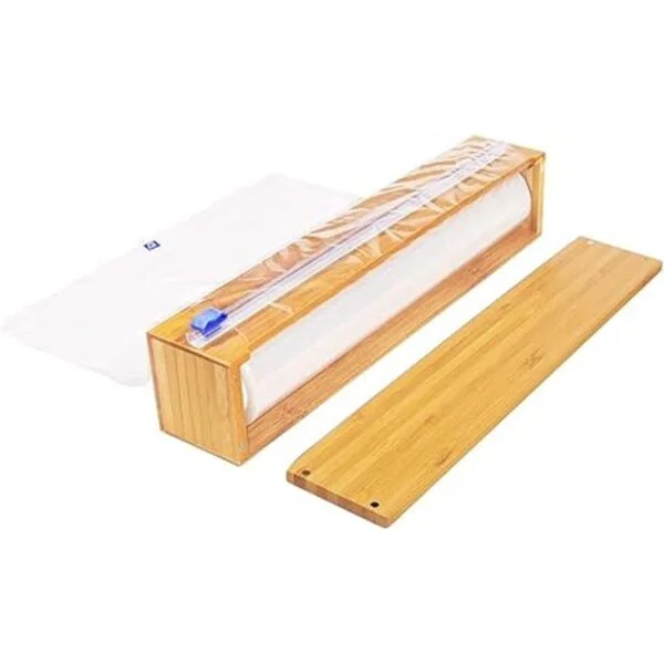 BoxThink Dispensador de plástico de madera de bambú con_4