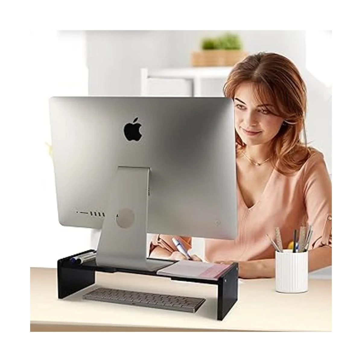 KINLINK Soporte para monitor de bambú elevador para_5