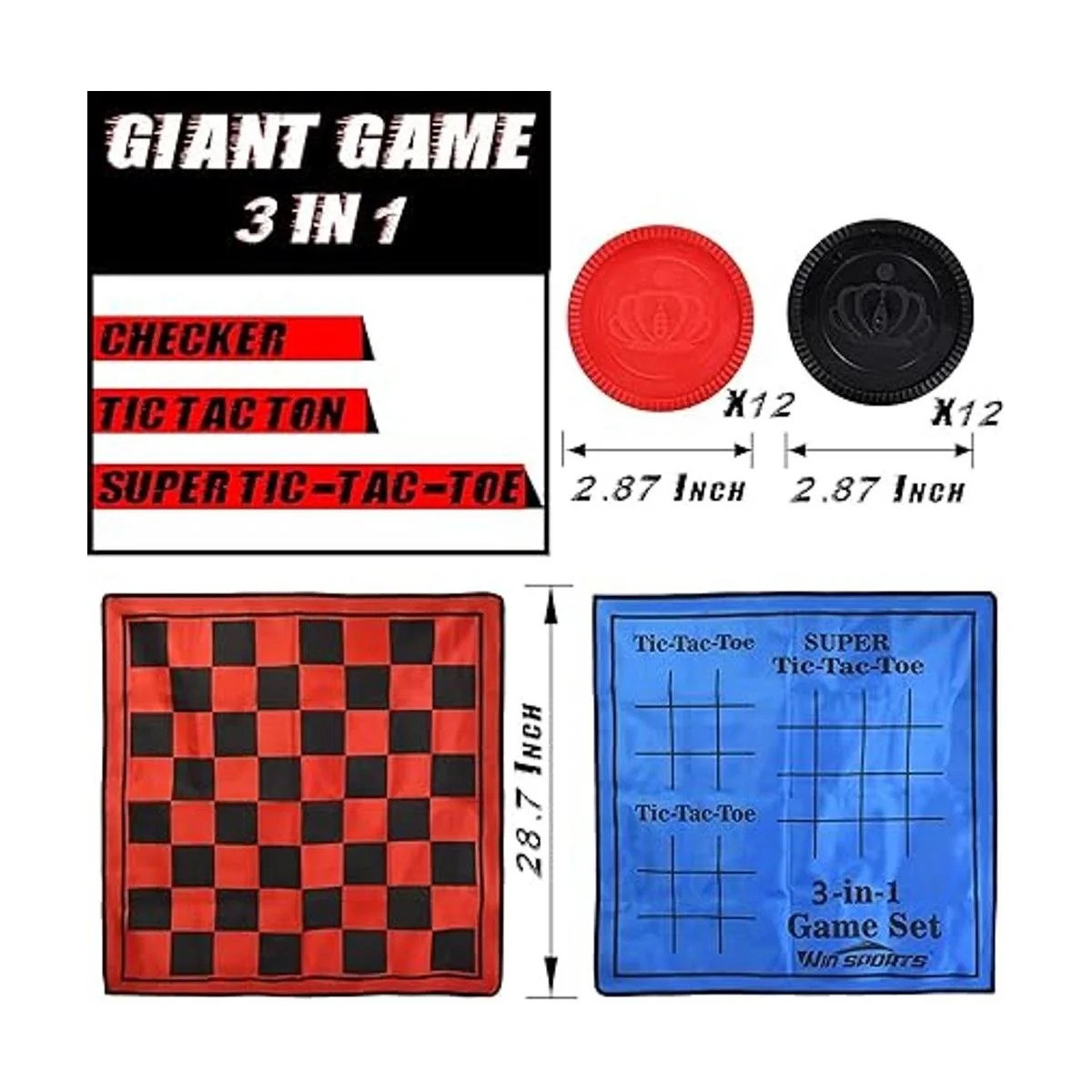 Win SPORTS Juego de juego de damas gigantes 3 en 1 punta_2