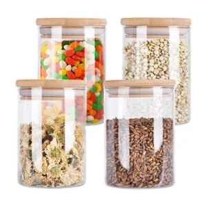 Paquete de 4 tarros de almacenamiento de vidrio con tapa_1