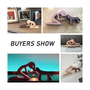 Figurines Escultura de madera para hombres y perros_5