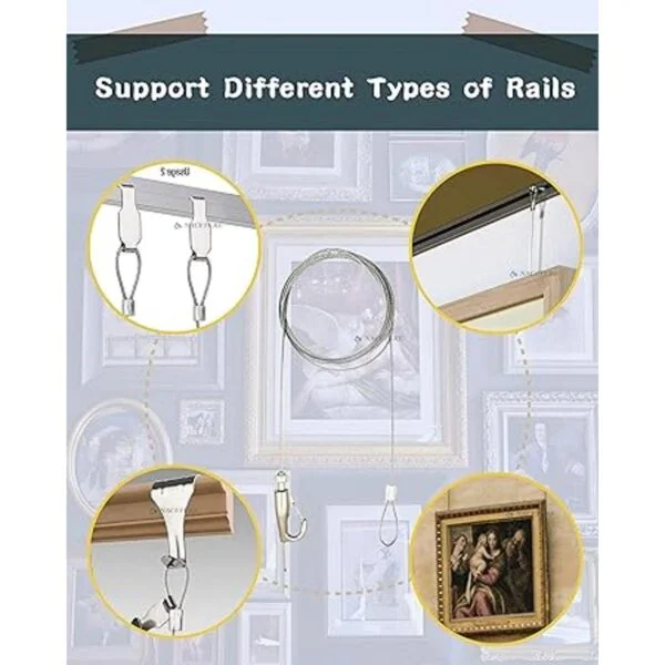 Kit para colgar cuadros Ganchos para riel de fotos con 6_3