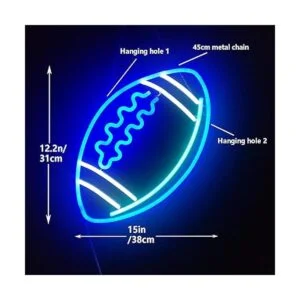 Letreros de neón azules con forma de fútbol para_3