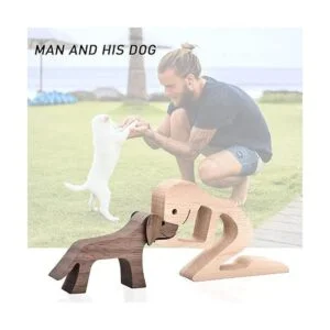 Figurines Escultura de madera para hombres y perros_2